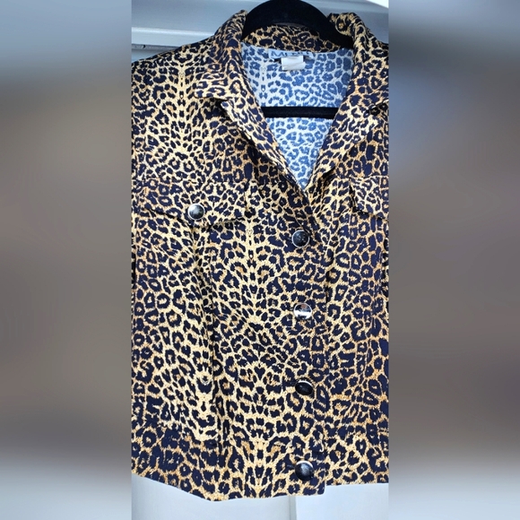 90s VTG MENU Leopard Print Cropped Jacket Sz 12 - Picture 3 of 7